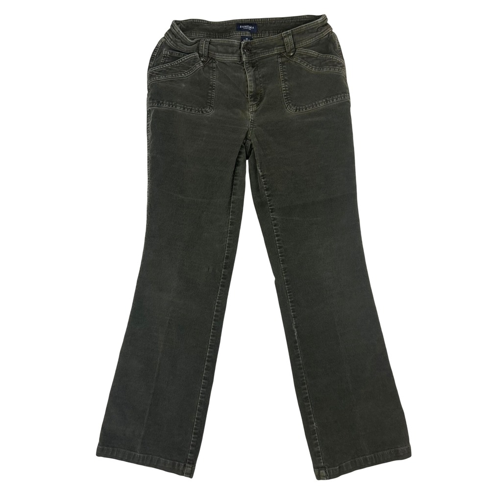 Sonoma Corduroy Pants Womens Straight Leg 6 Gray Trousers‎ Mid Rise Cotton Cords